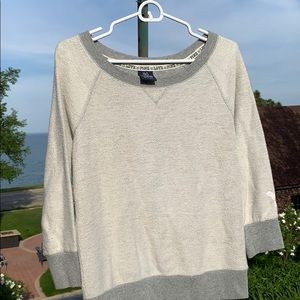 VS Pink Gray 3/4 sleeve crewneck